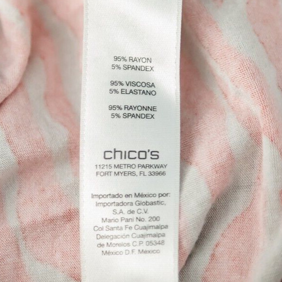 Chico's 2 Size Large L Orange Tan Zebra Animal Print Scoop 3/4 Sleeve Knit Top - Picture 4 of 7